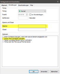 v6.3 Vorlagenelement Opener und Container