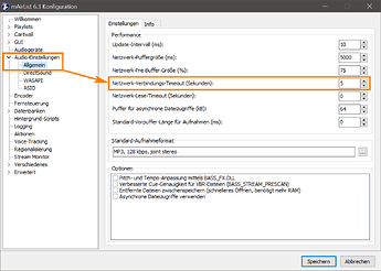 v6.3 Audio-Einstellungen Netzwerk-Verbindungs-Timeout