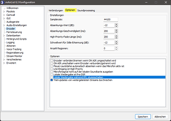 v6.3 Encoder Option PFL schaltet lokale Wiedergabe stumm