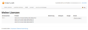 Auflistung Lizenzen Uli