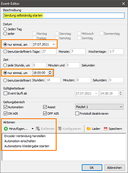 Event Sendung starten
