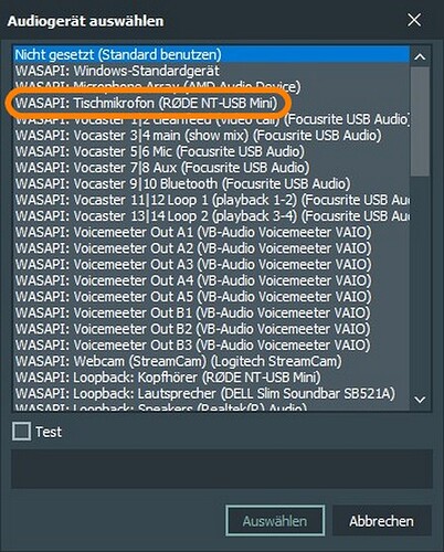 USB-Mikrofon in der Auswahl