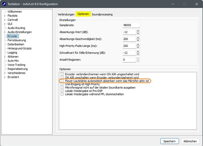 v8.0, Encoder, Optionen, Absenkungs-Kopplung aufheben