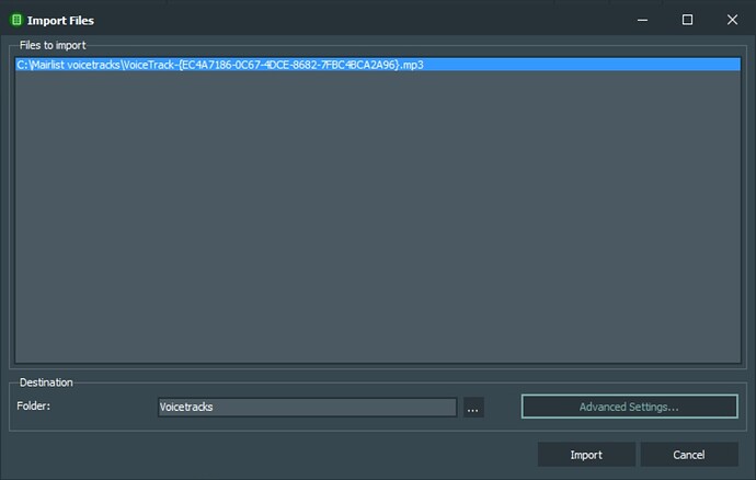 5013 Voicetrack DB remote 2 - import