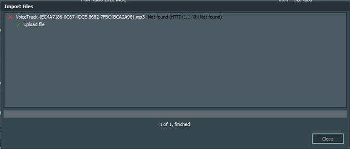 5013 Voicetrack DB remote 3 - import error (blink)