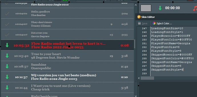 5010 Font and Row color playlist dark mode