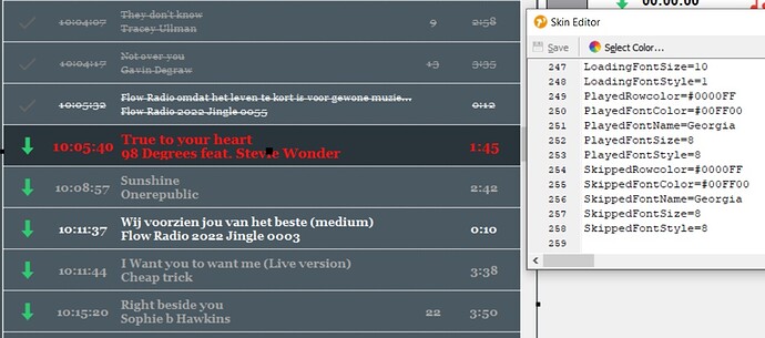 5010 Font and Row color playlist light mode
