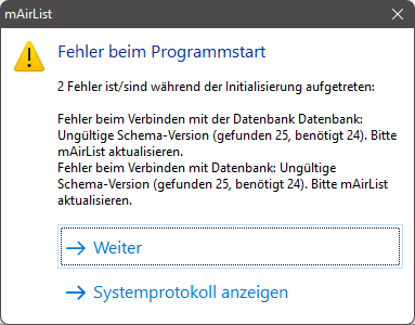 v6 Fehler beim Programmstart