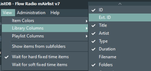 5012 Library Columns selection