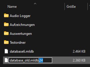 alte Db umbenennen