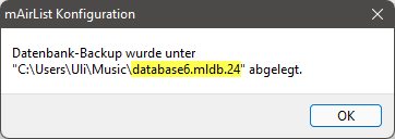 Name der alten Datenbank